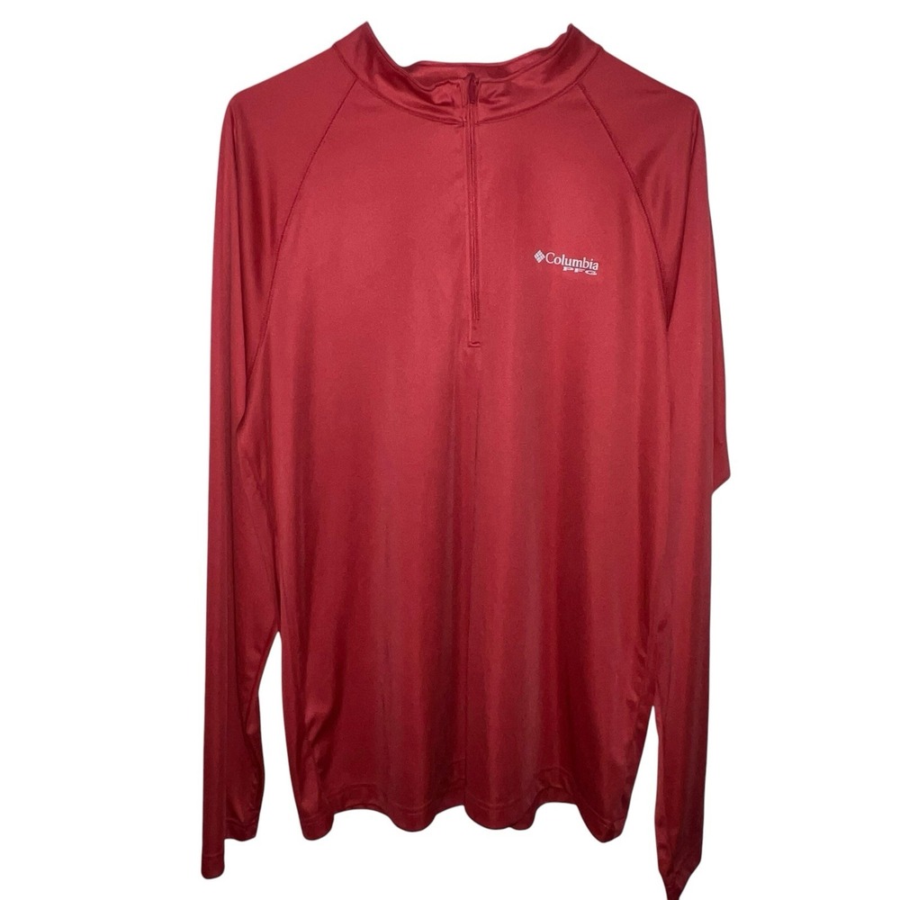 Columbia PFG Men's Rust Red Terminal Tackle 1/4 Zip Fishing Shirt Large Light